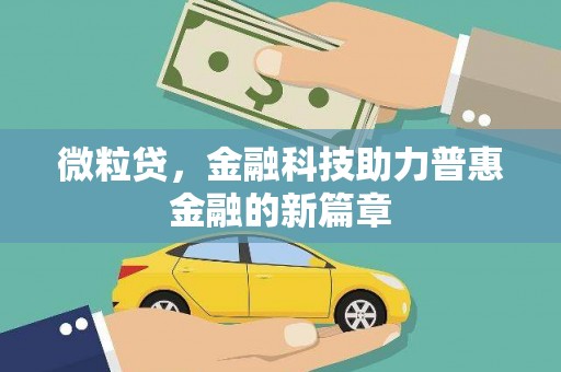 深坑微粒贷，金融科技助力普惠金融的新篇章
