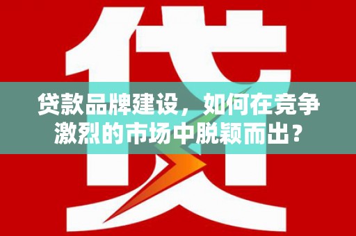 金阳贷款品牌建设，如何在竞争激烈的市场中脱颖而出？