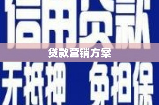 柞水贷款营销方案